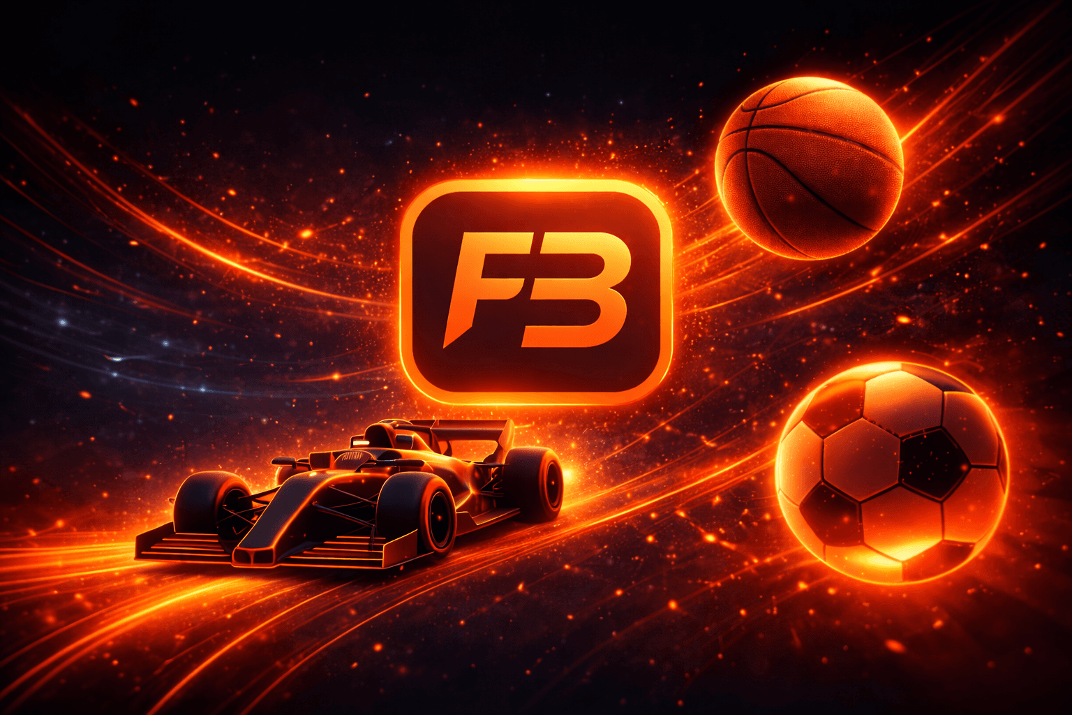 Friend Bet sports banner with basketball, football and Formula 1 car